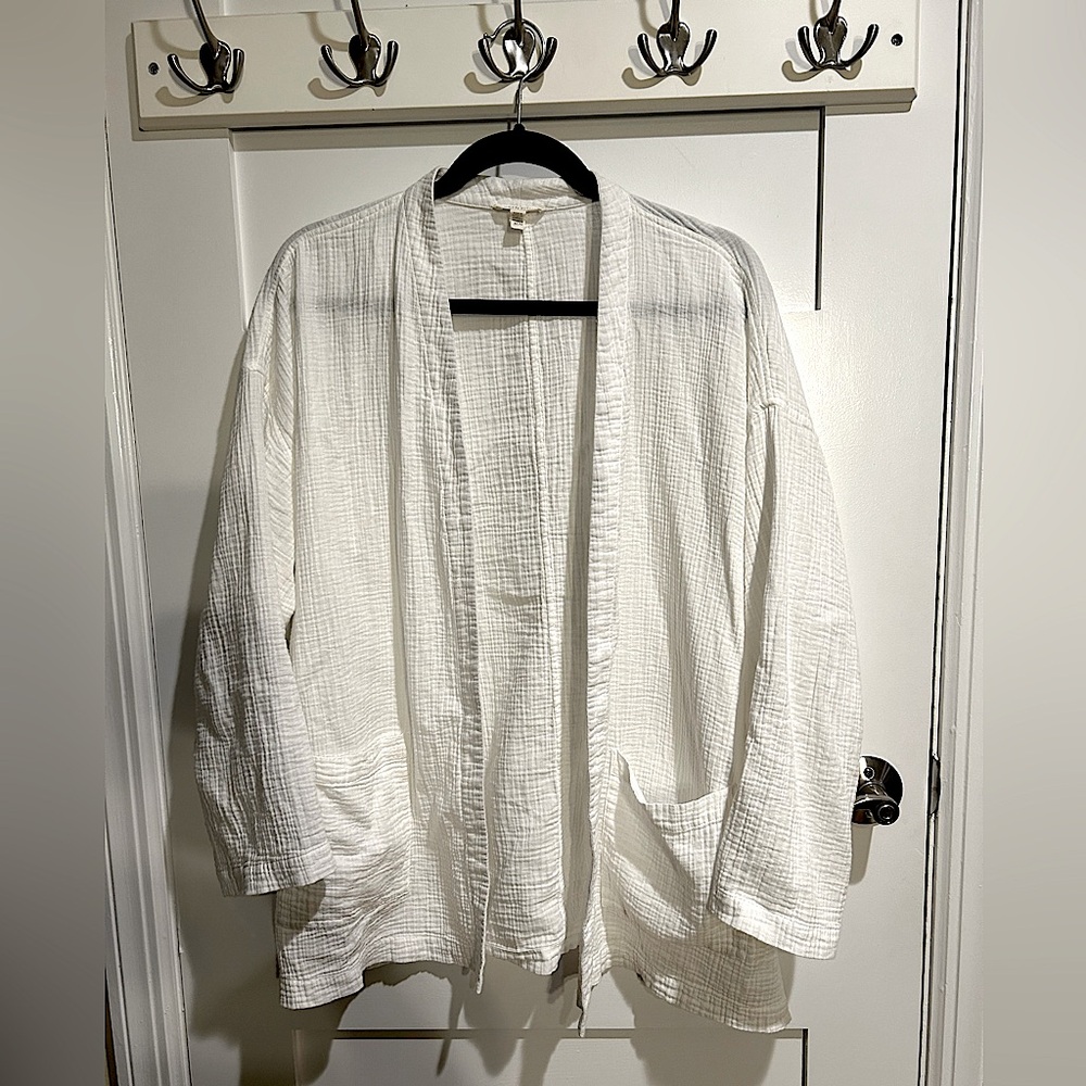 Eileen Fisher Gauze White Shirt Cardigan